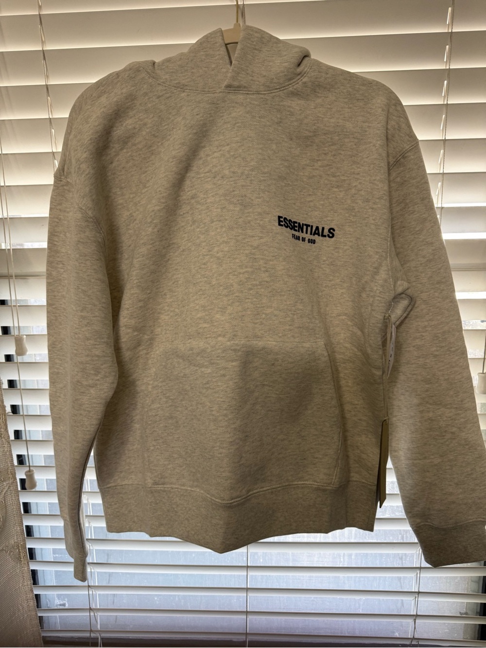 ESSENTIALS Men’s Light Gray Logo Hoodie Sweatshirt